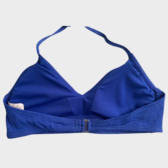Time & Tru Large 12-14 Blue Shimmer SparkleTie Halter Bikini Top Padded - Picture 7 of 11